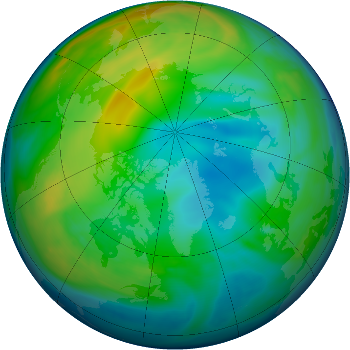 Arctic ozone map for 05 December 2005